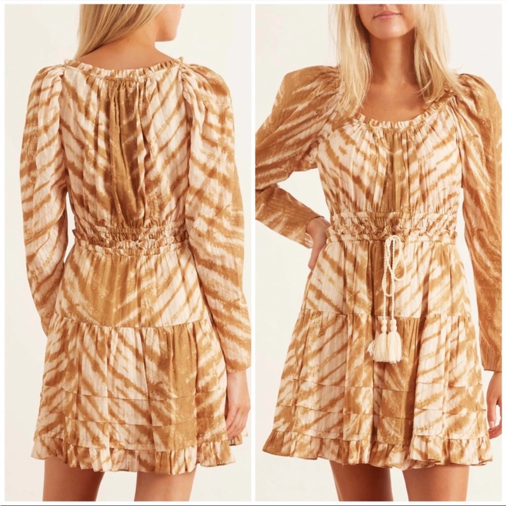 ULLA JOHNSON Naiara Tie-Dye Long-Sleeve Dress XS 2